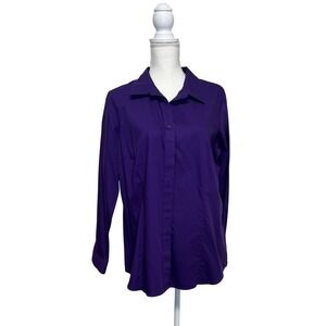 Coldwater Creek Women's XL Purple Anytime‎ No Iron Button Down Shirt